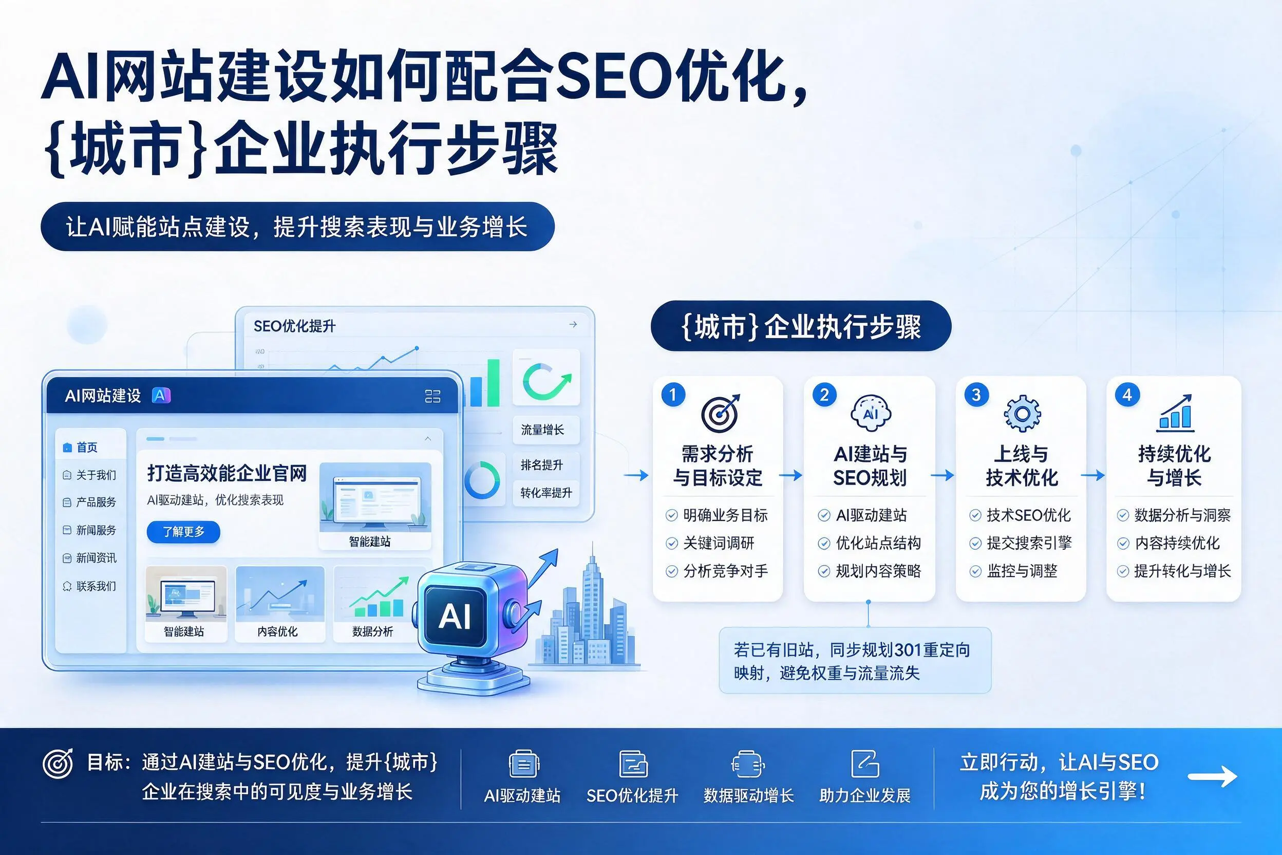 AI网站建设如何配合SEO优化，张家口企业执行步骤
